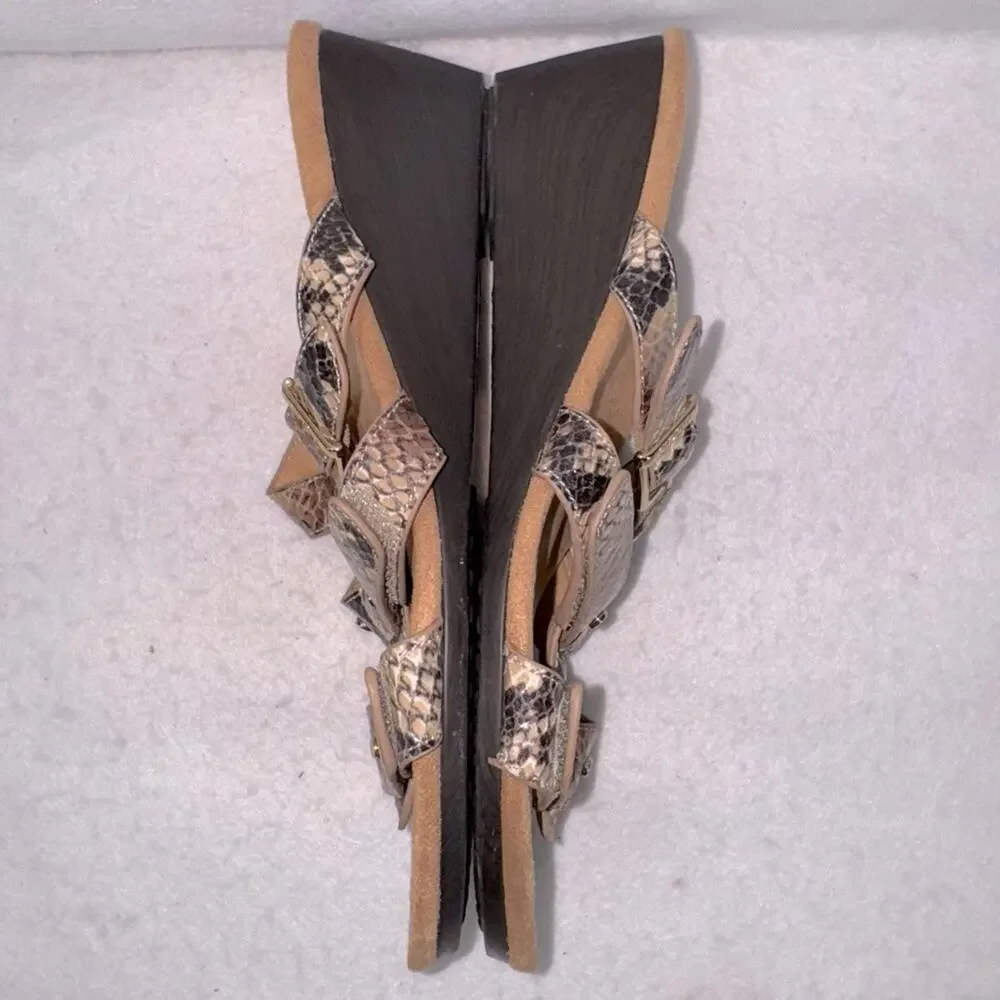 Women’s Vionic Radia Leather Adjustable Sandals Arch Support Snake Print size 8